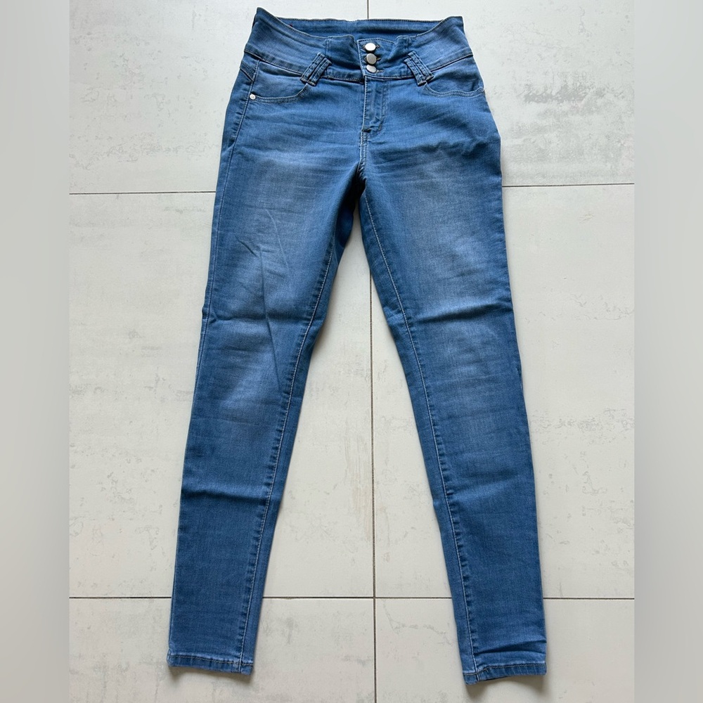 Light Blue Button Up Skinny Jeans